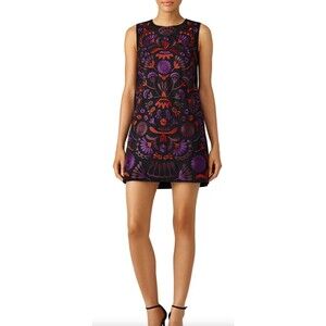 Cynthia‎ Rowley Black Midi Palm Leaves Soft Fabric Sleeveless Lined Dress Sz 8